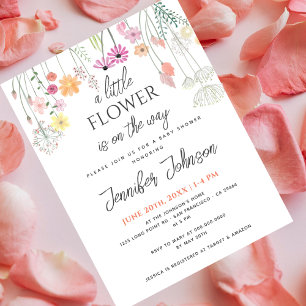 Little Flower Baby Shower Invitation Postcard