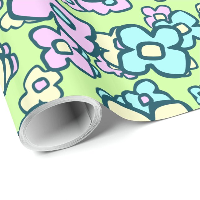 Little Flowers Cheerful Colourful Folk Art Wrappin Wrapping Paper (Roll Corner)