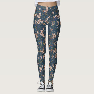 Little flowers light blue pattern leggings