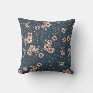 Little flowers light blue pattern throw pillow