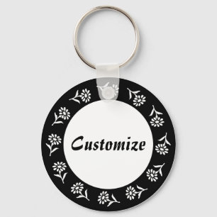 Little Flowers Template - B&W Keychain