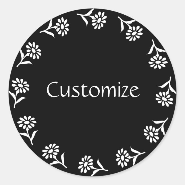 Little Flowers Template - B&W - v2 Classic Round Sticker (Front)