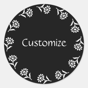 Little Flowers Template - B&W - v2 Classic Round Sticker