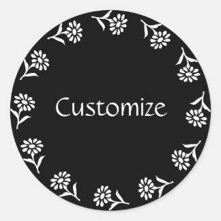 Little Flowers Template - B&W - v2 Classic Round Sticker