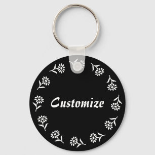 Little Flowers Template - B&W - v2 Keychain
