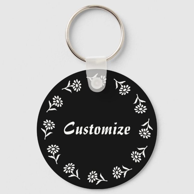 Little Flowers Template - B&W - v2 Keychain (Front)