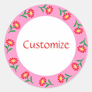 Little Flowers Template Classic Round Sticker