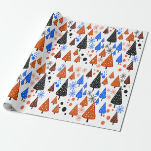 Little Forest Blue-Orange wrapping paper