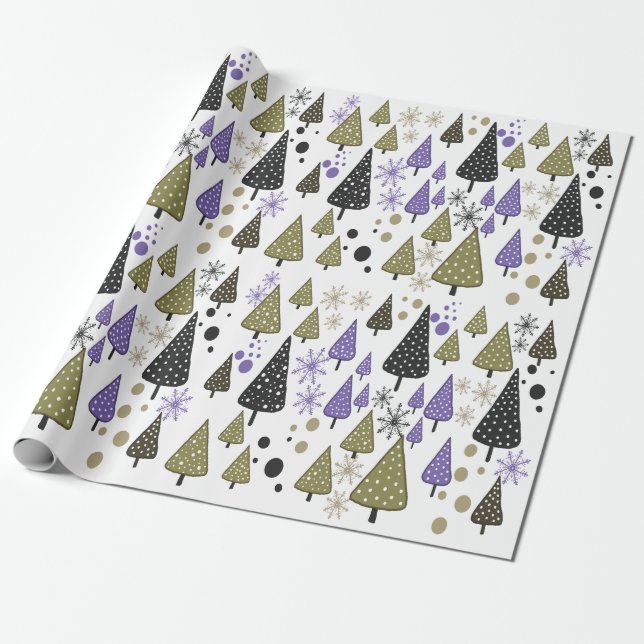 Little Forest Sage-Purple wrapping paper  (Unrolled)