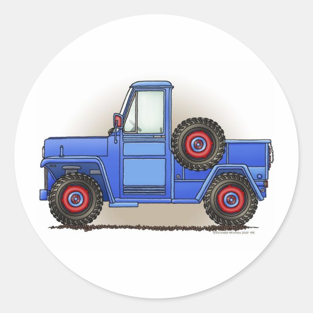 Little Four Wheel Pickup Truck Classic Round Sticker (Front)