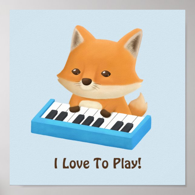 Little Fox aime jouer Piano Leçon Poster (Devant)