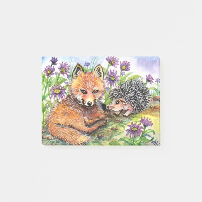 Little Fox And Hedgehog Post-it Notes (Front)