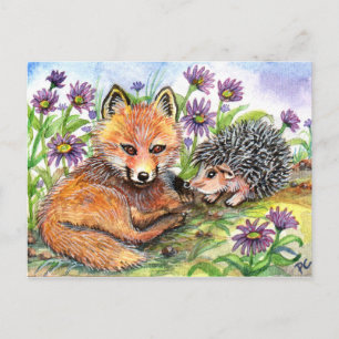 Little Fox And Hedgehog Postcard