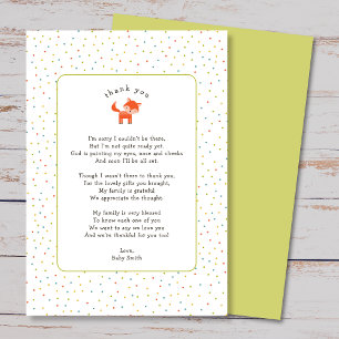 Little Fox baby shower thank you note Card