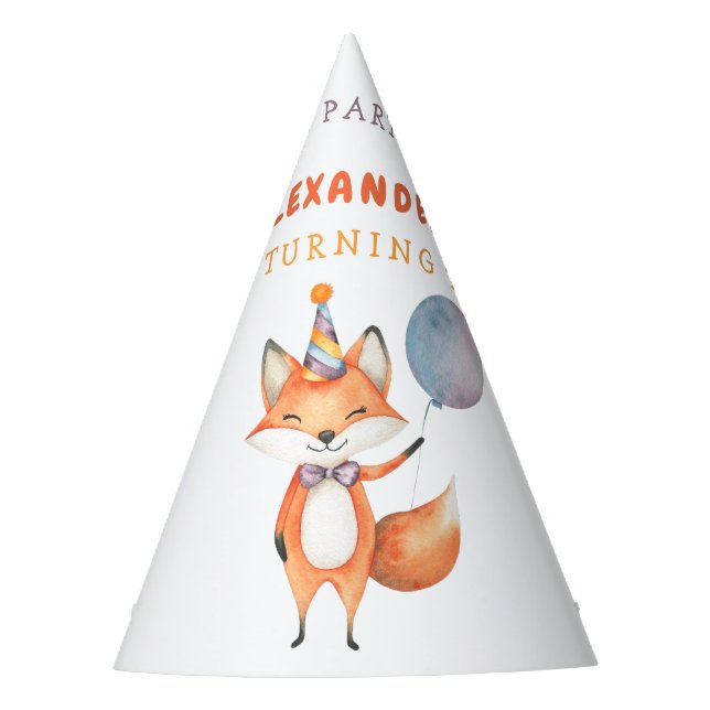 Little Fox Birthday Party Hat (Front)