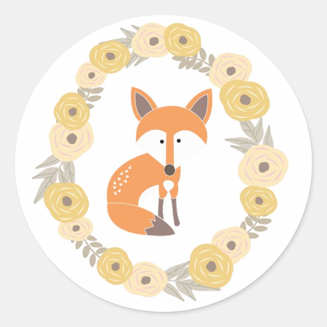 Little Fox Classic Round Sticker (Front)