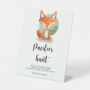 Little fox cub - Pacifier hunt baby shower game Pedestal Sign