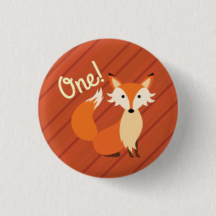 Little Fox Cute Colourful 1st Birthday Party Theme 1 Inch Round Button
