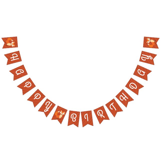 Little Fox Cute Colourful 1st Birthday Party Theme Bunting Flags (All)