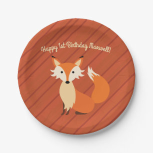 Little Fox Cute Colourful 1st Birthday Party Theme Paper Plate