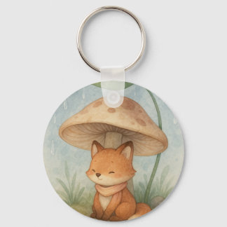 Little Fox in the Rain Keychain