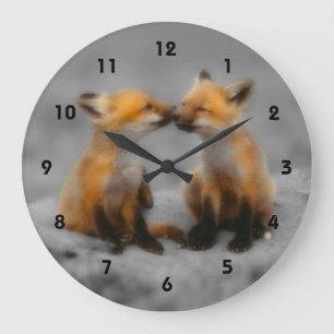 Little Fox Love Large Clock