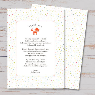 Little Fox merci note avec poème