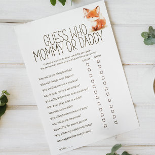Little Fox Mommy or Daddy Baby Shower Game Poster
