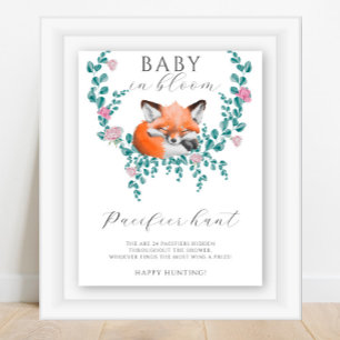 Little fox - pacifier hunt baby shower game poster