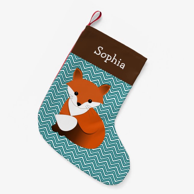 Little Fox Personalized Small Christmas Stocking (Front (Hanging))