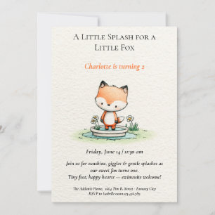Little Fox Pool Party Birthday Invitation 