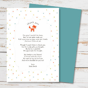 Little Fox thank you note with poem