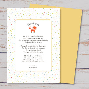 Little Fox thank you note with poem Card