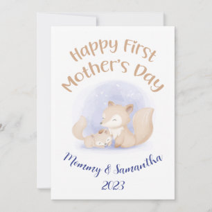 Little foxes happy first mother’s day custom card