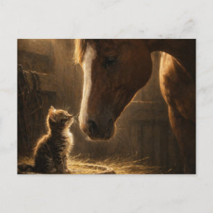 Little Friend Horse & Kitten Postcard
