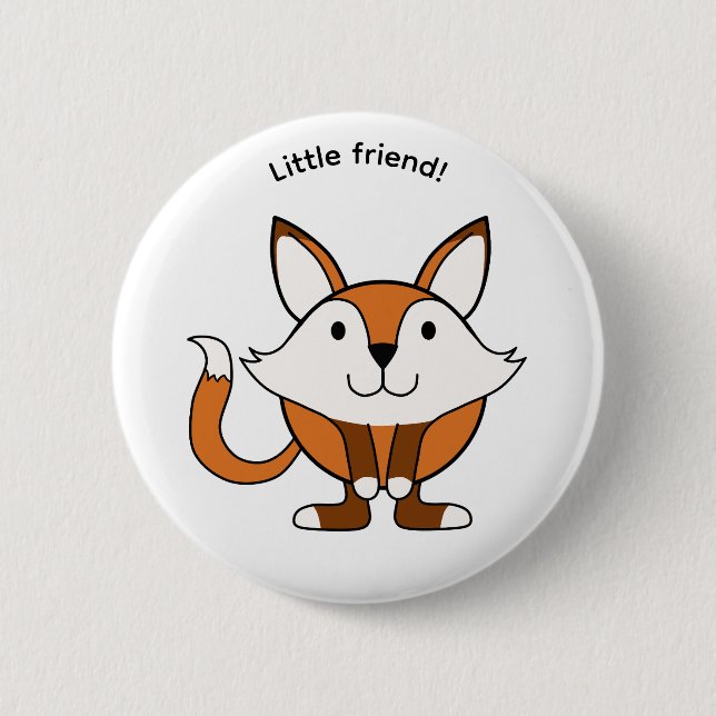 Little friendly fox 2 inch round button (Front)