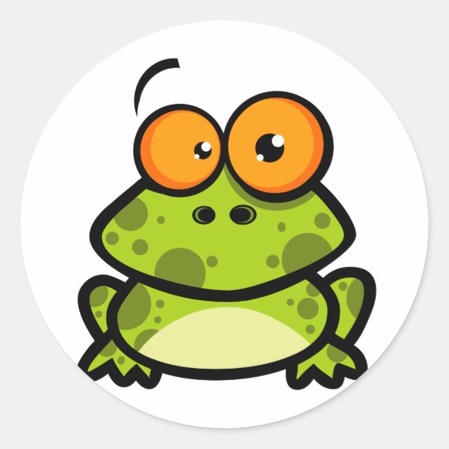 Little Frog Cartoon Character Classic Round Sticker (Front)
