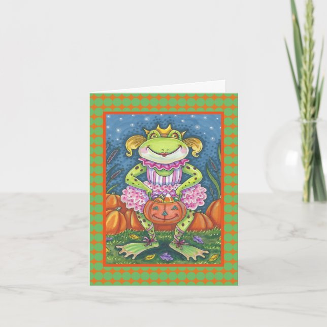 LITTLE FROG HOPPY HALLOWEEN NOTE CARD Verse (Front)
