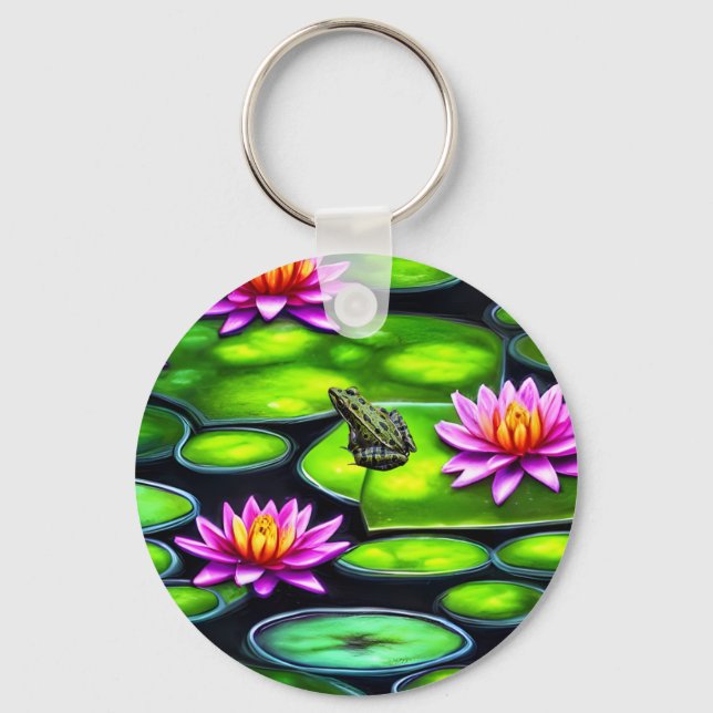 Little Frog on Lily Pad Keychain (Front)