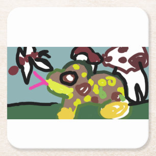 Little frog square paper coaster