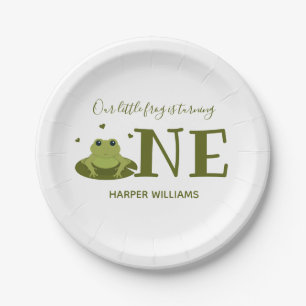 Little Frog Turning One Cute Animal First Birthday Paper Plate