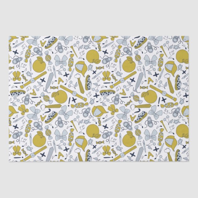 Little Funny School Things Tissue Paper (Front)