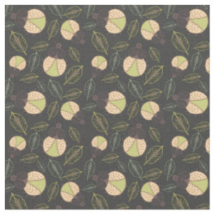 Little funny tick bug and leafs seamless pattern fabric