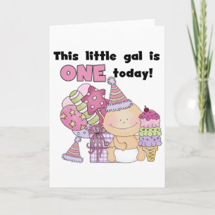 Little Gal is One Tshirts and Gifts Card