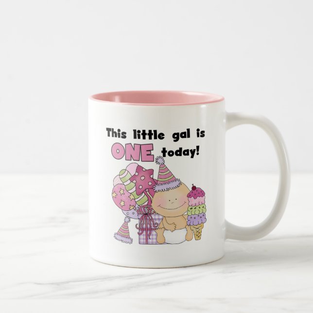 Little Gal is One Tshirts and Gifts Two-Tone Coffee Mug (Right)