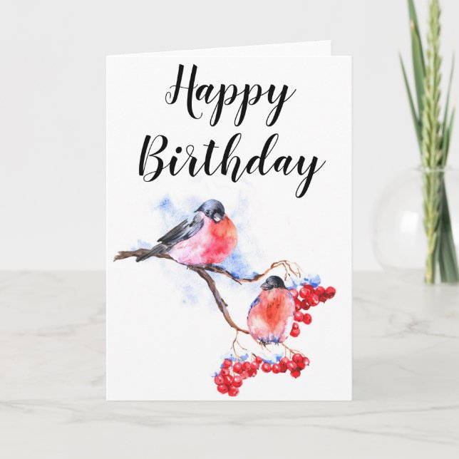 Little Garden Bird Sketch Happy Birthday Card (Front)