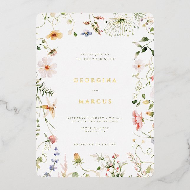 Little Garden Wedding Foil Invitation (Front)