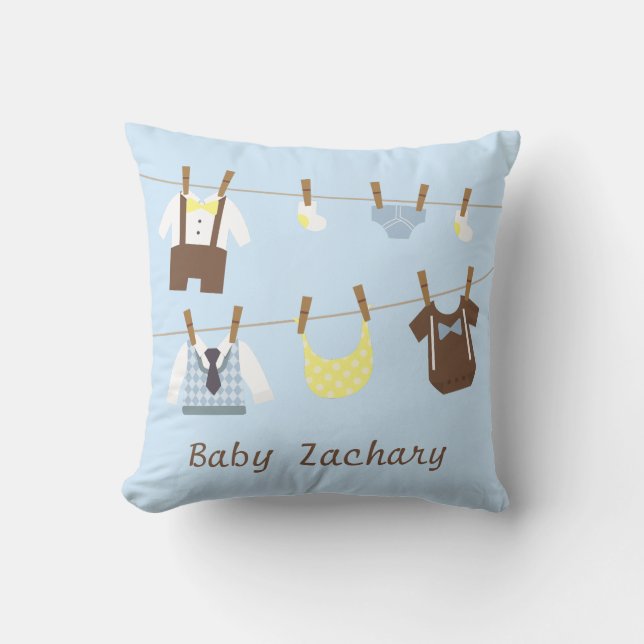 Little Gentleman Baby Boy Room Decor Throw Pillow (Front)