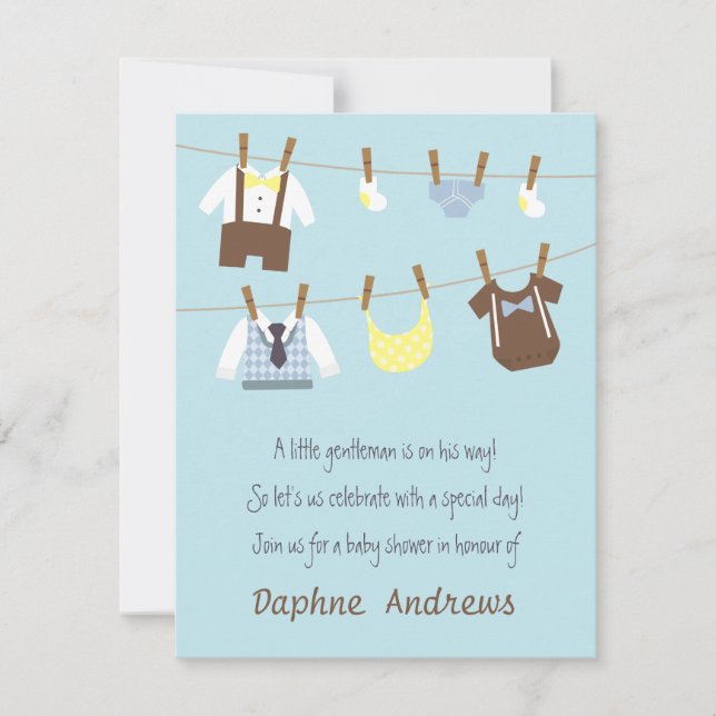 Little Gentleman Baby Boy Shower Party Invitations (Front)