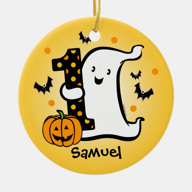 Little Ghost 1st Birthday Ceramic Ornament (Front)